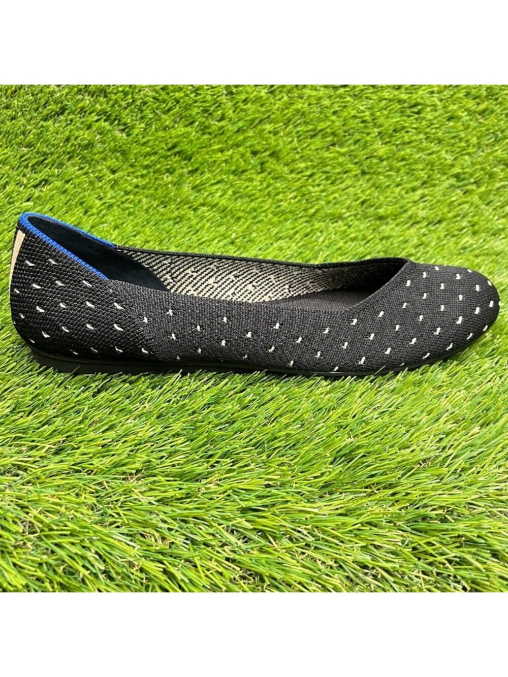 Rothy's The Flat Womens Size 9.5 Black Ivory Casual Classic Slip On Ballet Flats